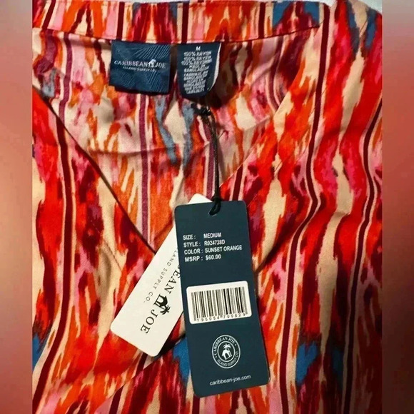 NWT Caribbean Joe Multicolor Rayon Dress Cold Shoulder. V Neck. Sz: M. - Picture 11 of 11